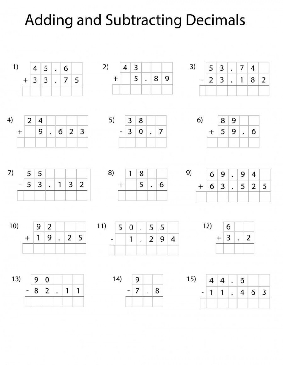 Adding and subtracting decimals worksheet  Live Worksheets