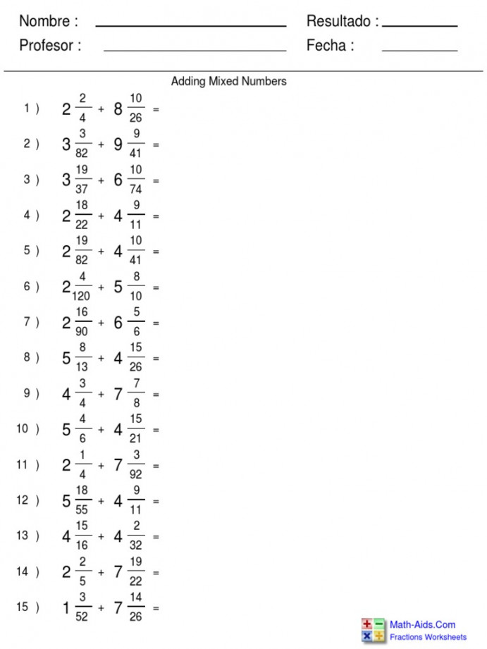 Adding Mixed Numbers  PDF  Notation  Abstract Algebra