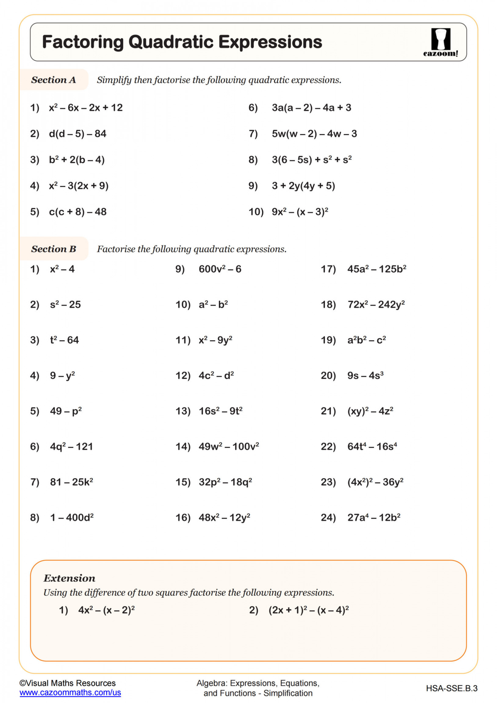 Algebra  Worksheets with Answers PDF  Printable Algebra  Math