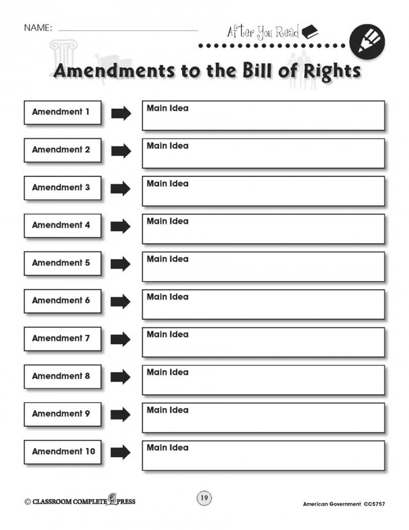 American Government: Amendments to the Bill of Rights - WORKSHEET