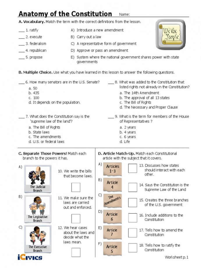 Anatomy of Constitution - Activities - Fillable () Answer Key