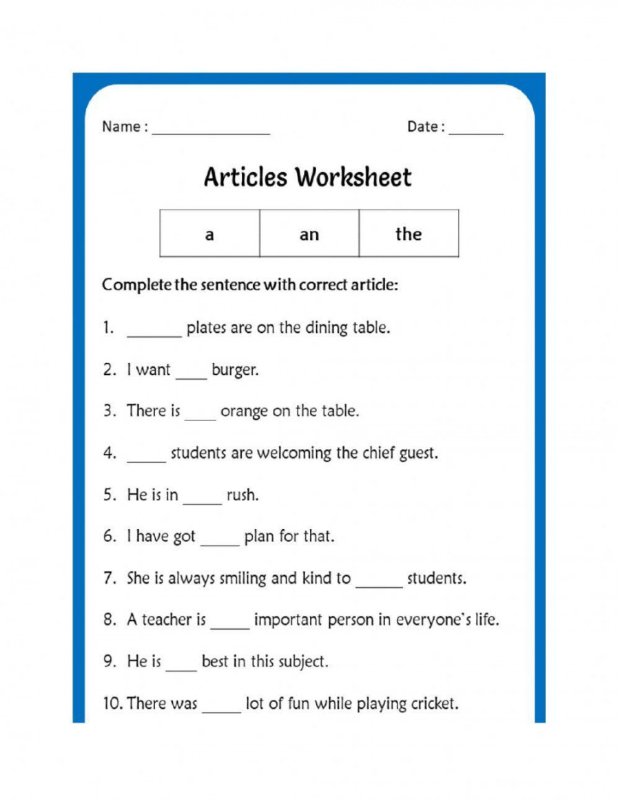 Articles interactive exercise for Grade   Live Worksheets