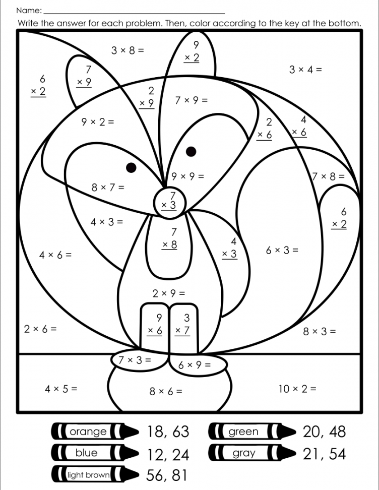 Best Free Printable Multiplication Coloring Worksheets