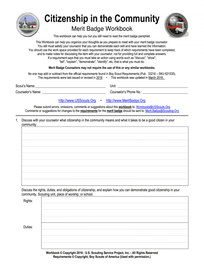 Citizenship community merit badge worksheet bsa: Fill out & sign