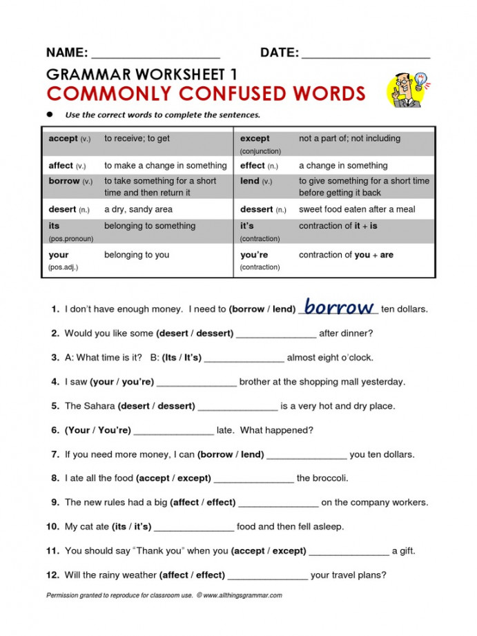 Commonly Confused Words - Worksheet   PDF  Morphology