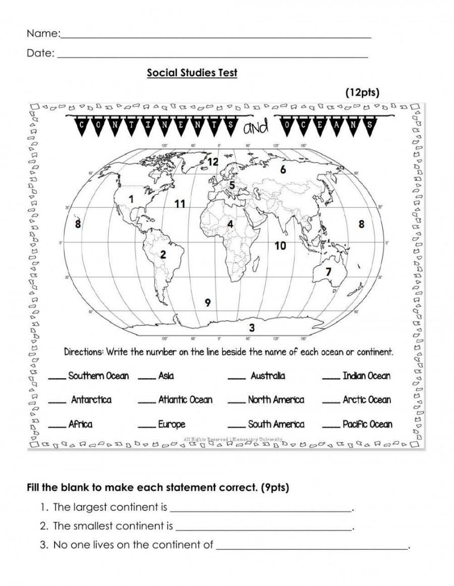 Continents and Oceans and Map Skills worksheet  Live Worksheets