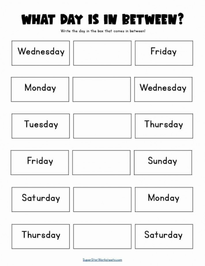 Days of the Week Worksheets - Superstar Worksheets