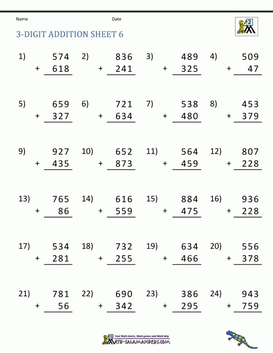 Digit Addition Worksheets