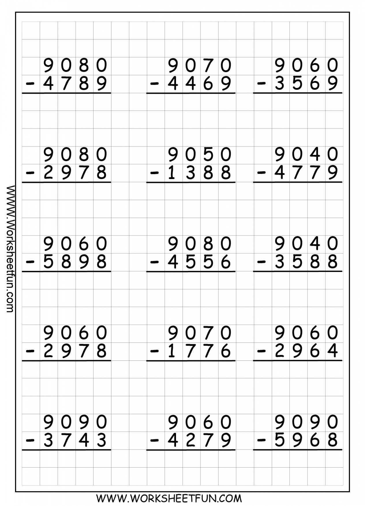 Digit Subtraction With Regrouping – Borrowing –  Worksheets