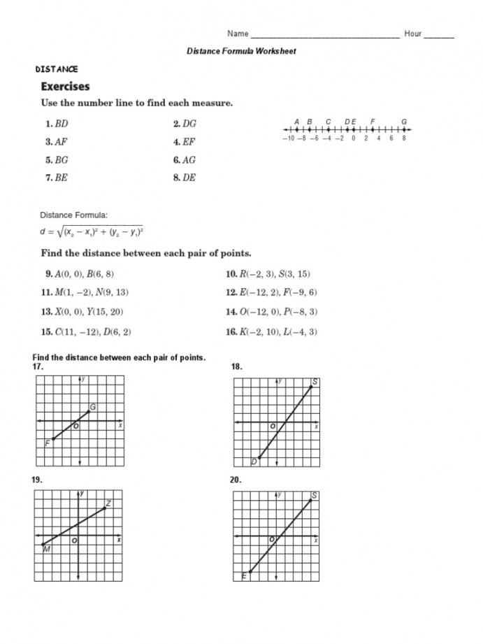 Distance Formula Worksheet  PDF  Teaching Mathematics  Geometry