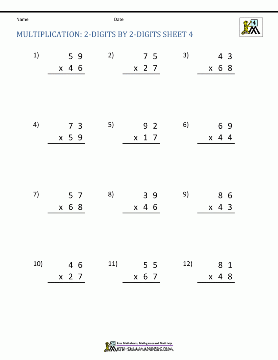 Double Digit Multiplication Worksheets th Grade