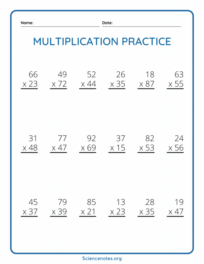 Double Digit Multiplication Worksheets