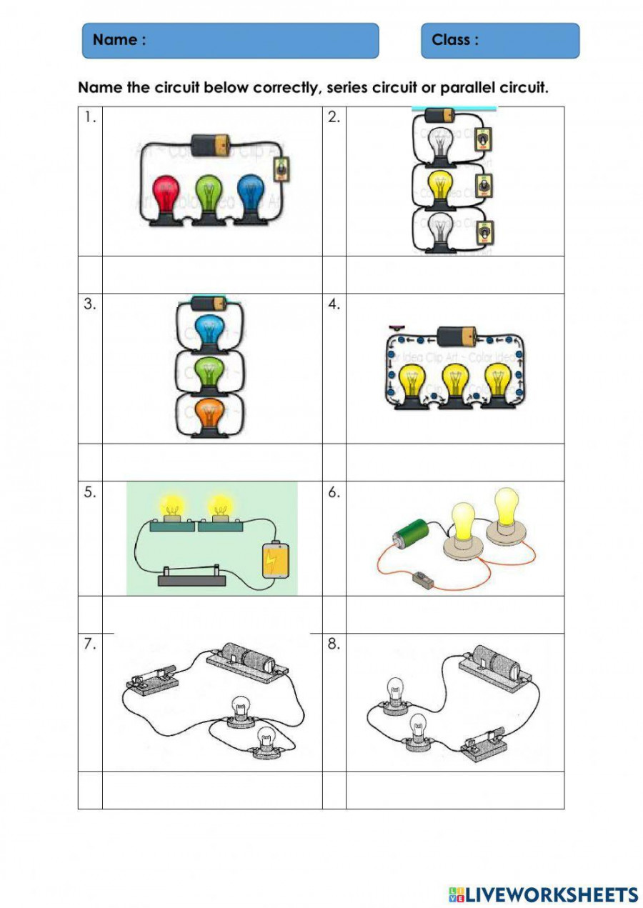 Eletricity - series and parallel circuit worksheet  Live Worksheets