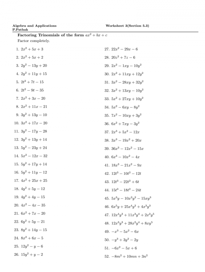 Factoring Ax Bx C Worksheet Answer Key - Fill Online, Printable