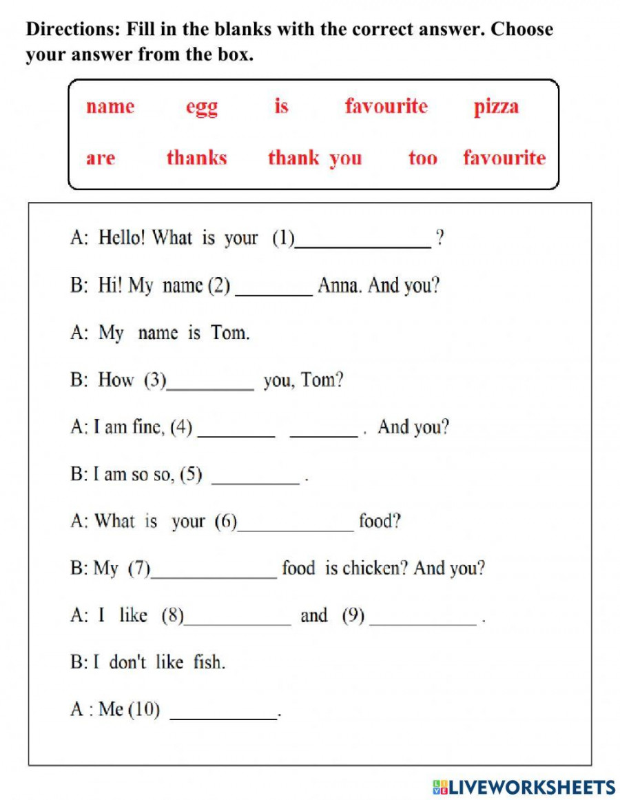 Fill in the blanks online exercise for Grade   Live Worksheets