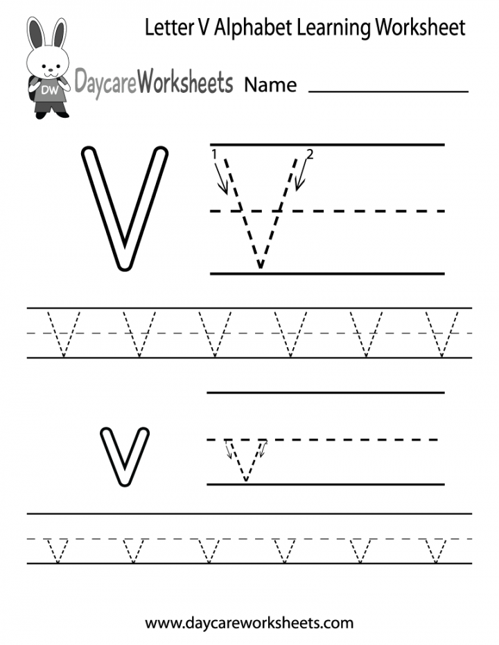 Free Letter V Alphabet Learning Worksheet for Preschool