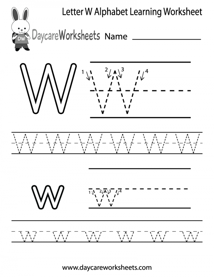 Free Letter W Alphabet Learning Worksheet for Preschool