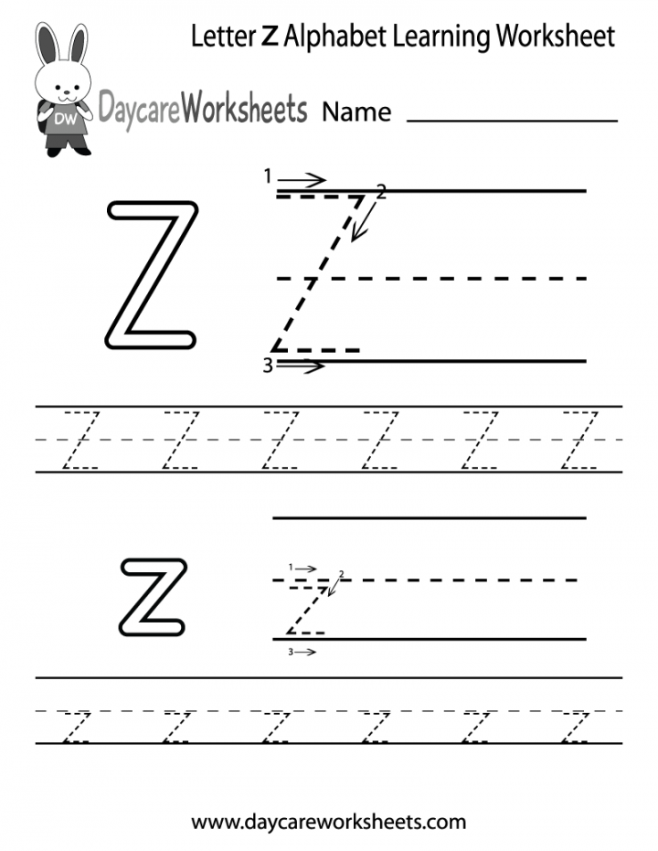 Free Letter Z Alphabet Learning Worksheet for Preschool