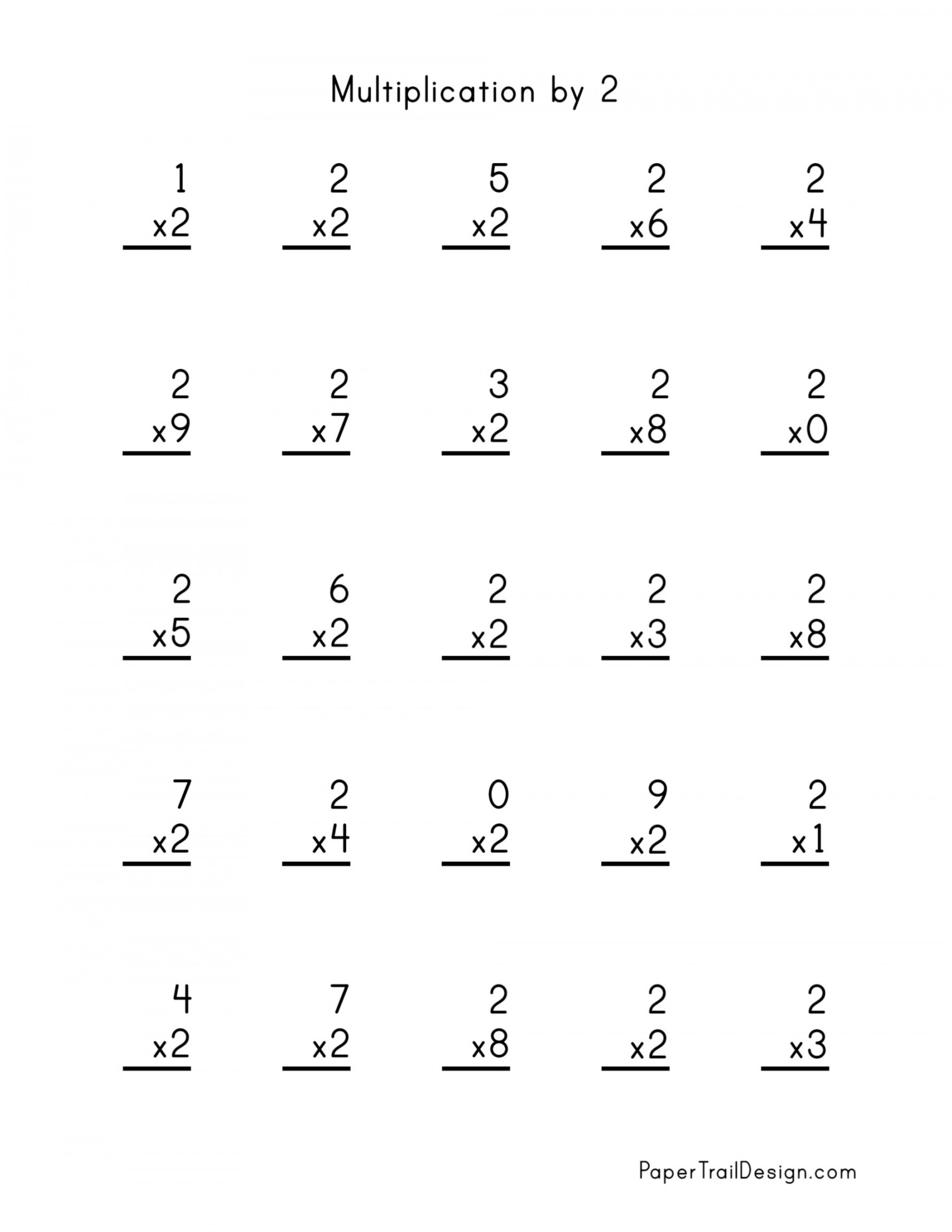 Free Multiplication Worksheets -2 - Paper Trail Design