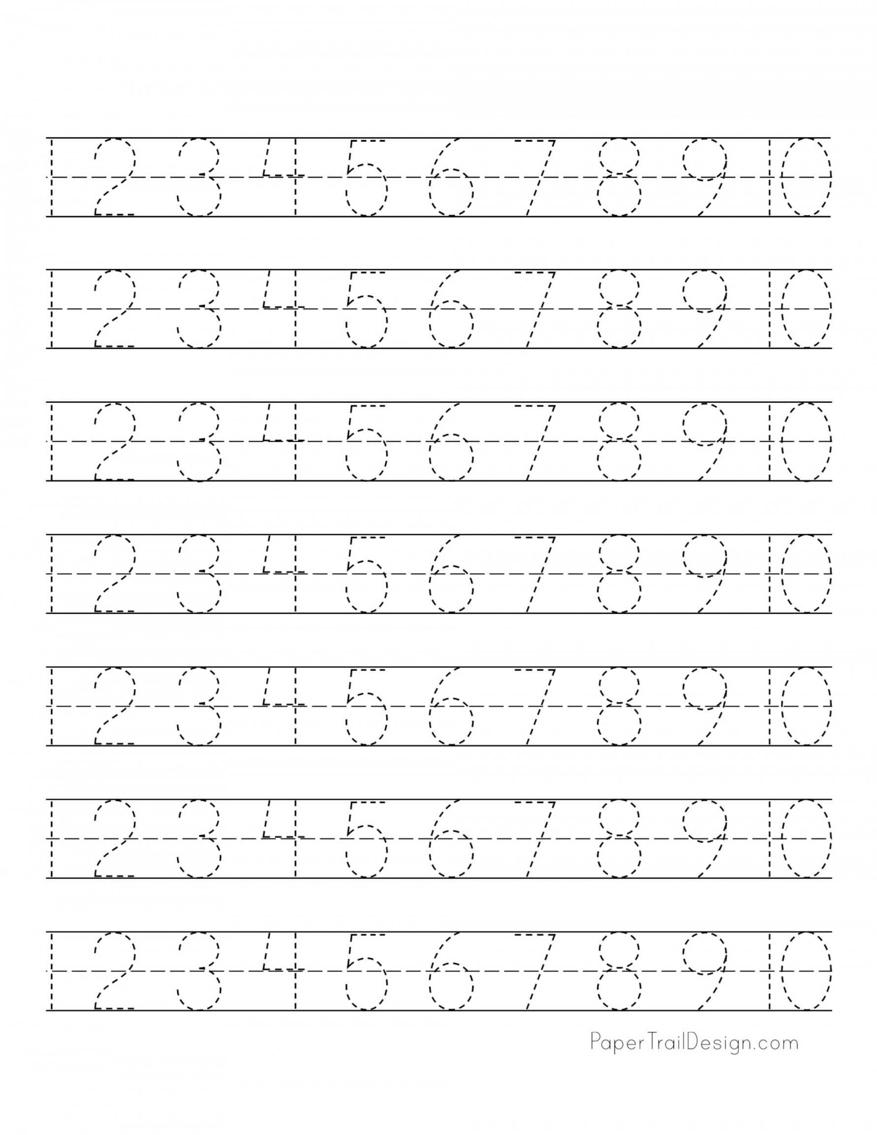 Free Number Tracing Worksheets - Paper Trail Design