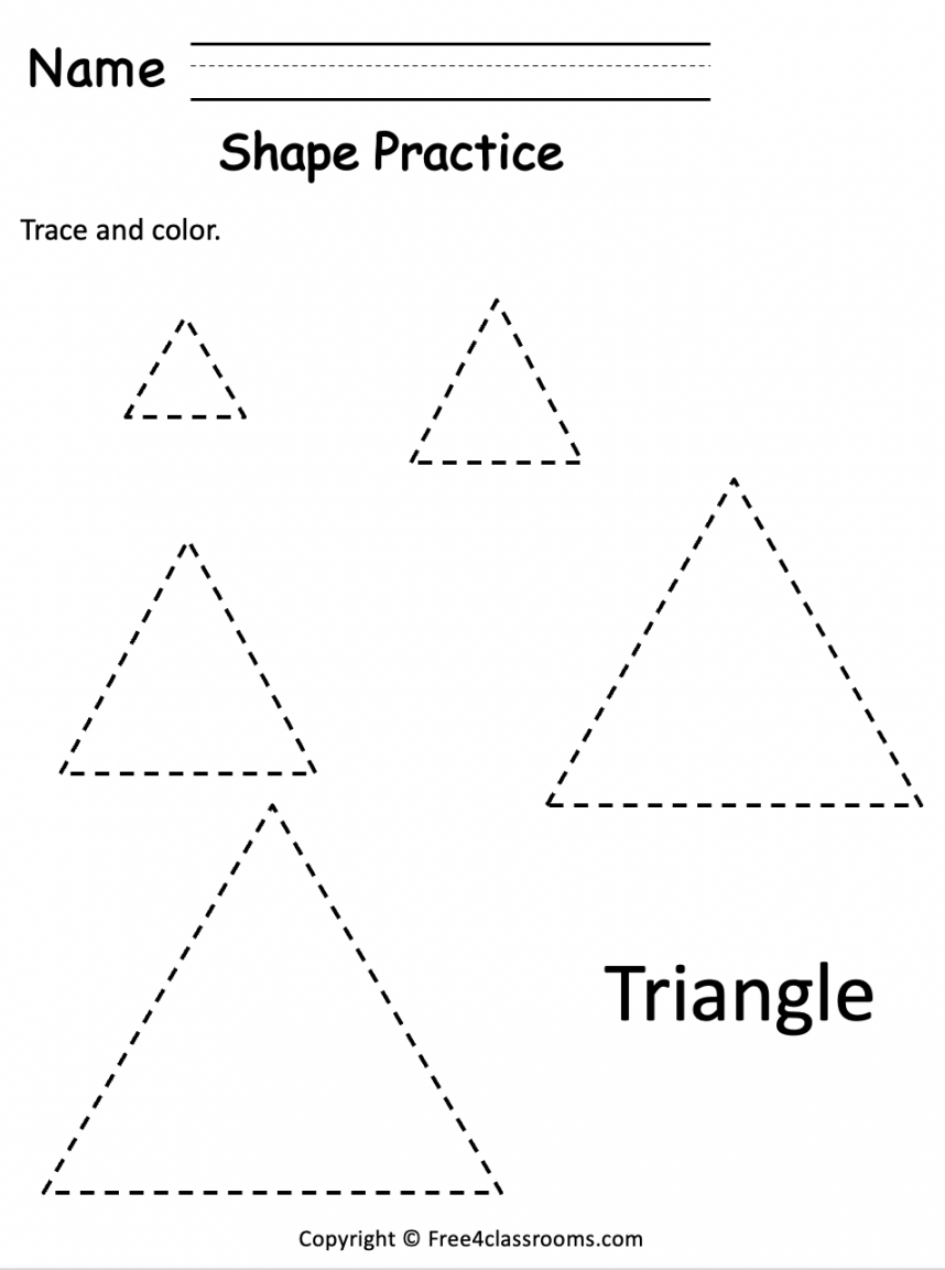 Free Preschool Tracing Worksheet - Triangle Shape