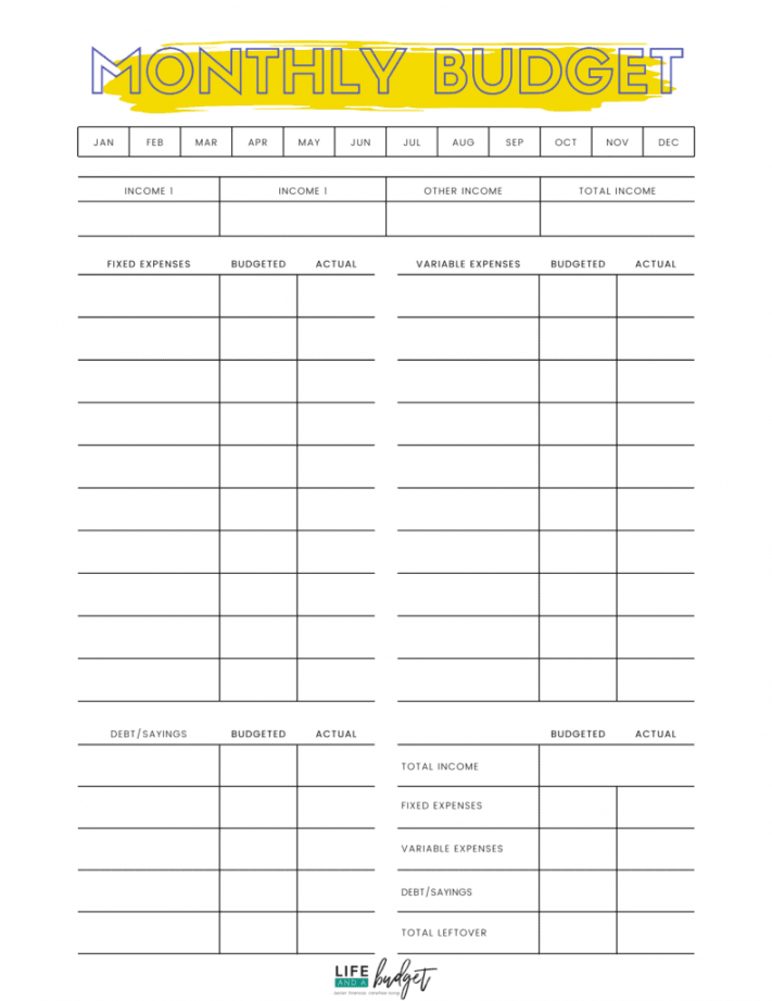 Free Printable Budget Templates To Use In 20! - Life and a Budget