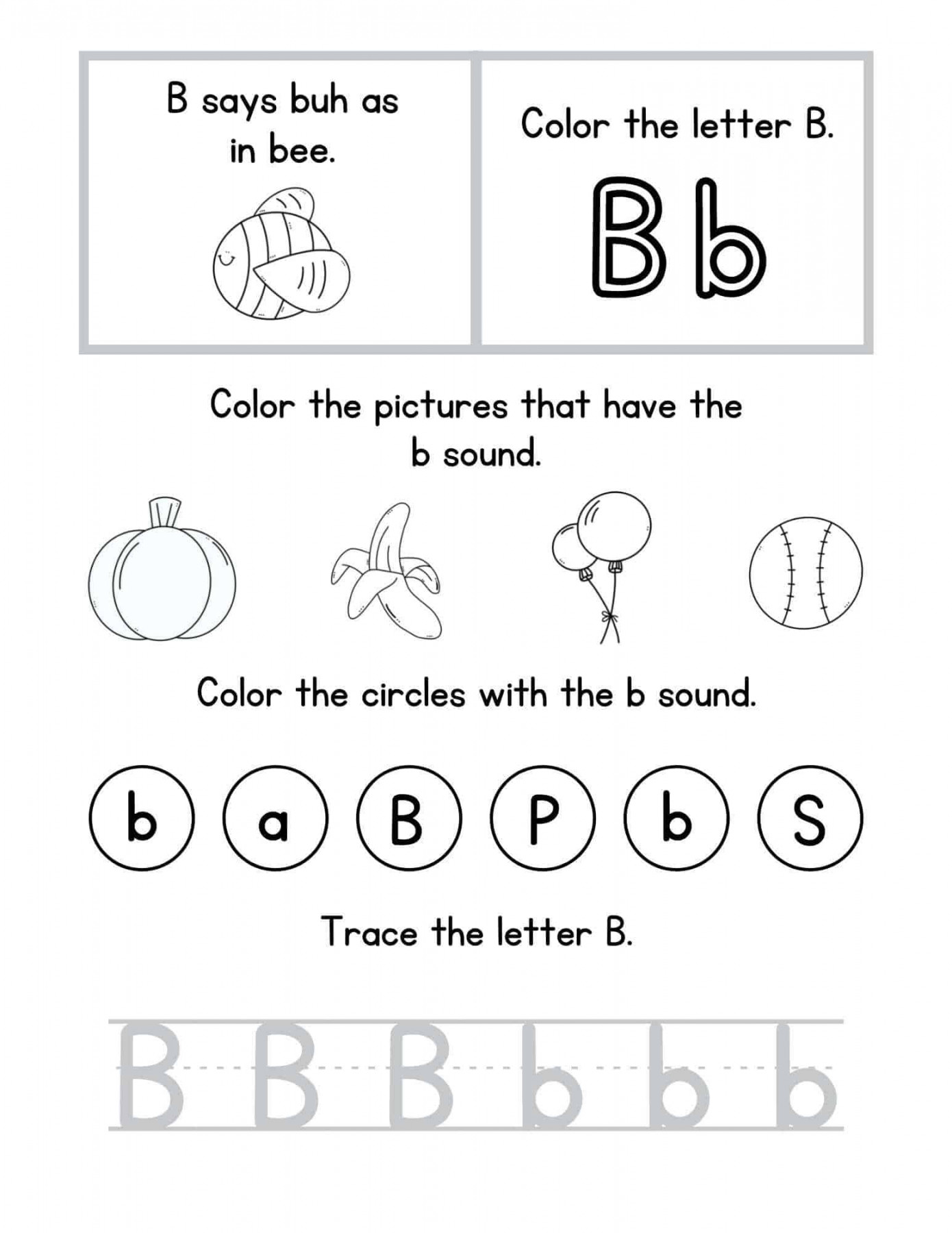 Free Printable Letter B Worksheets - for Phonics and Writing Practice