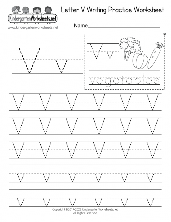 Free Printable Letter V Writing Practice Worksheet