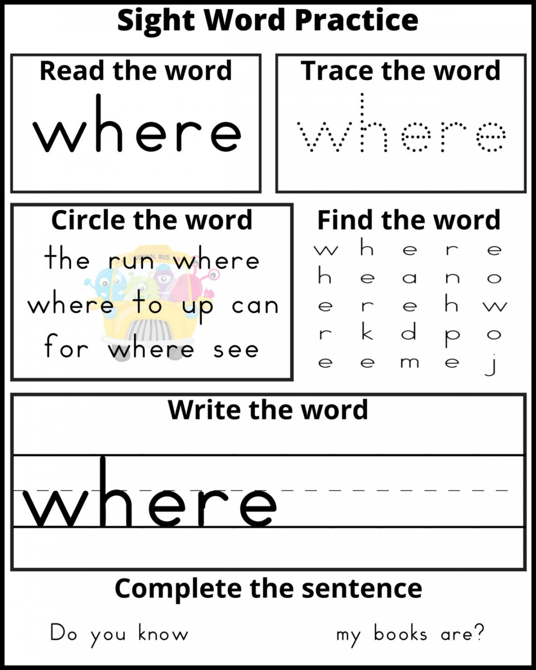 Free Printable Pre-K Sight Word Practice Sheets - Frugal Mom Eh!