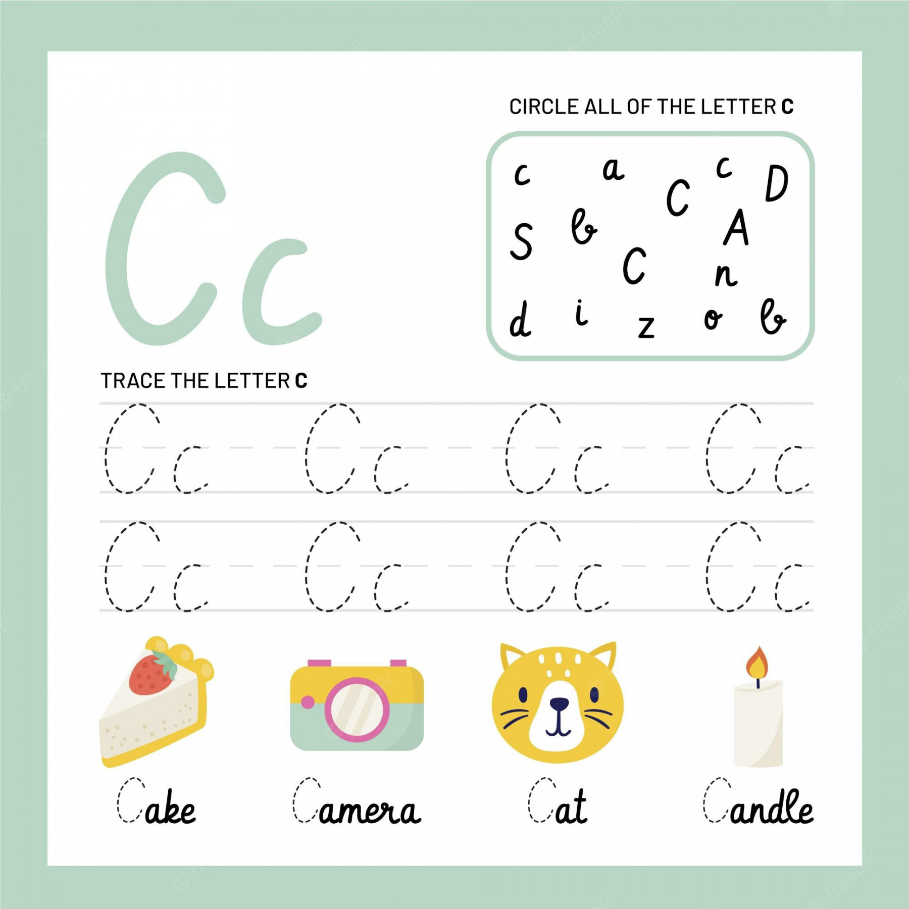 Free Vector  Letter c worksheet template