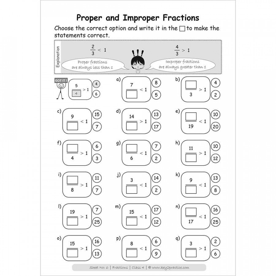 Grade  Fractions worksheets I Maths - keypractice Workbooks