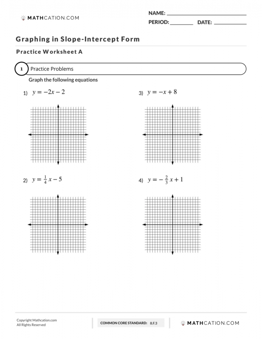 Graphing Slope Intercept Form Worksheet, Examples, And Calculator