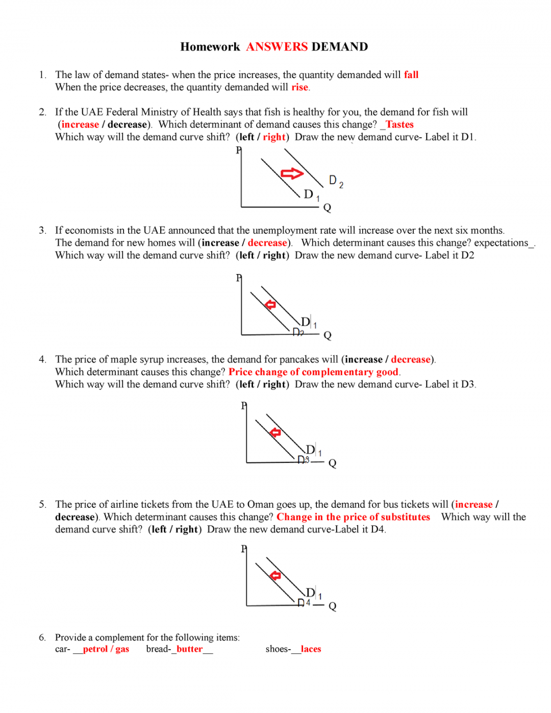 Homework Answers Demand - Homework ANSWERS DEMAND The law of