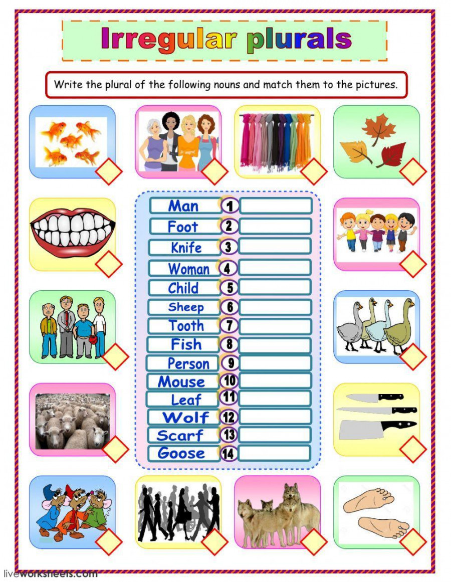 Irregular plural nouns interactive worksheet  Live Worksheets