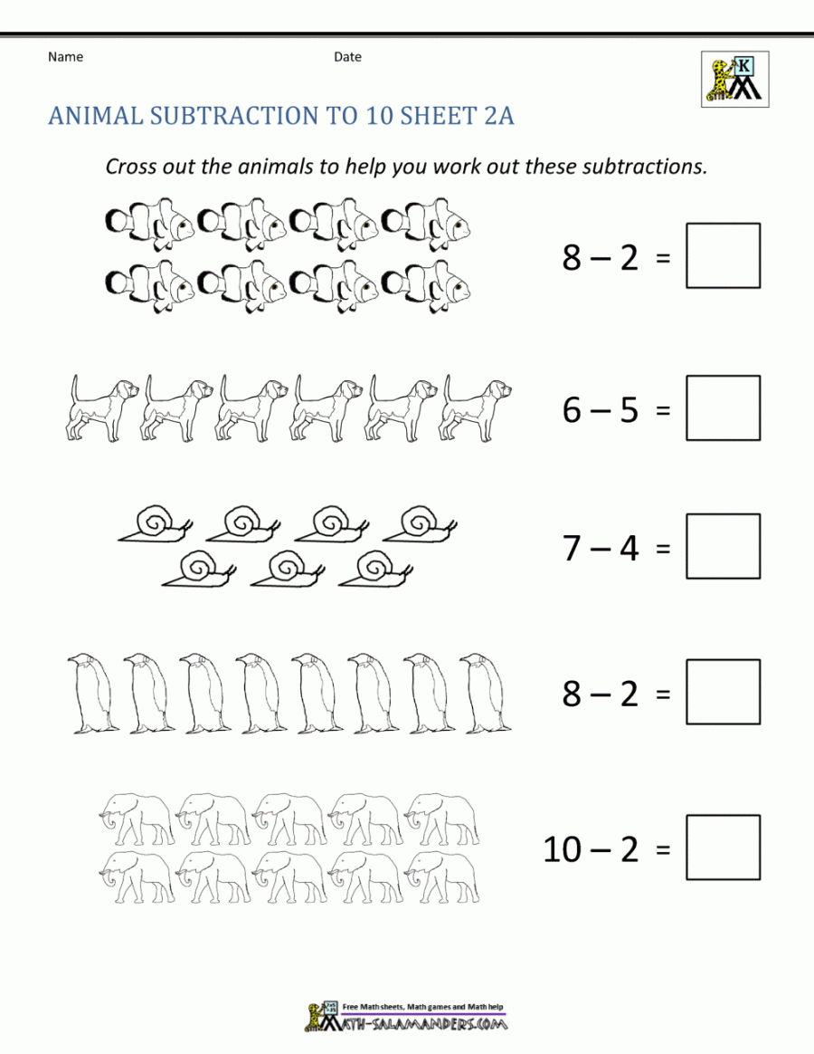 Kindergarten Subtraction Worksheets