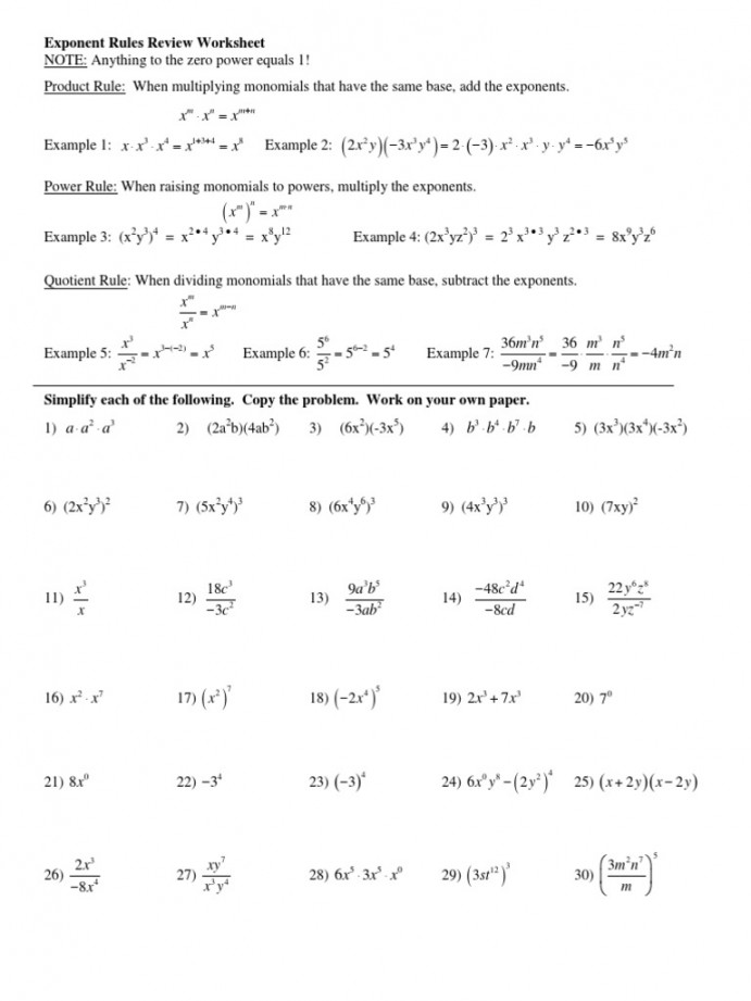 Laws - of - Exponents - Review Worksheets PDF  PDF  Arithmetic