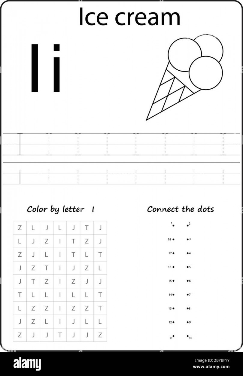 letter I. Alphabet letter. Worksheet. Task for kids