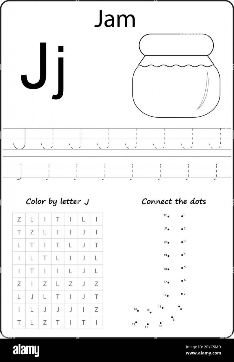 letter J. Alphabet letter. Worksheet. Task for kids