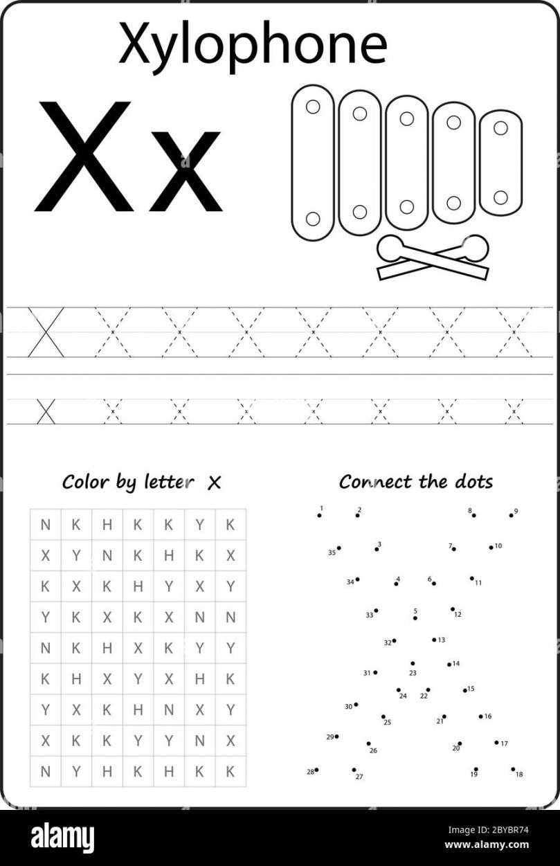 letter X. Alphabet letter. Worksheet. Task for kids