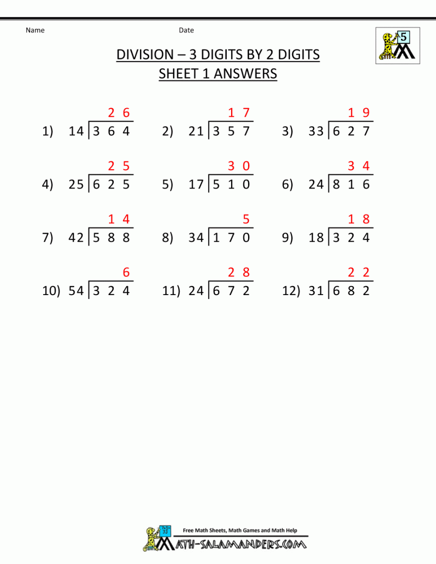 Long Division Worksheets for th Grade