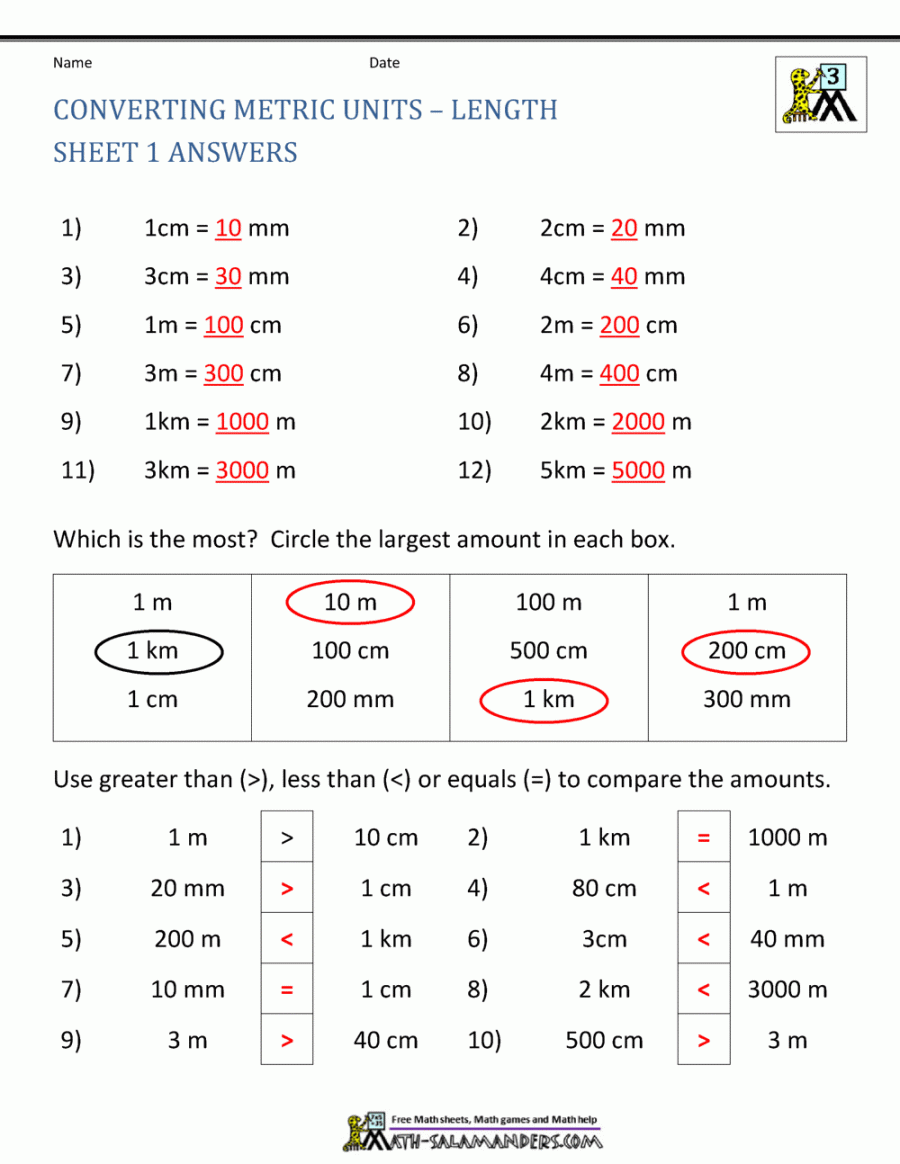 Metric Conversion Worksheet