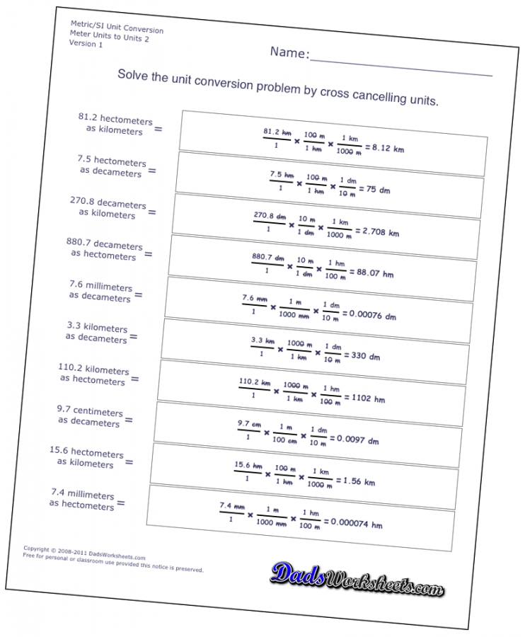 Metric Unit Conversion Worksheets Now Available