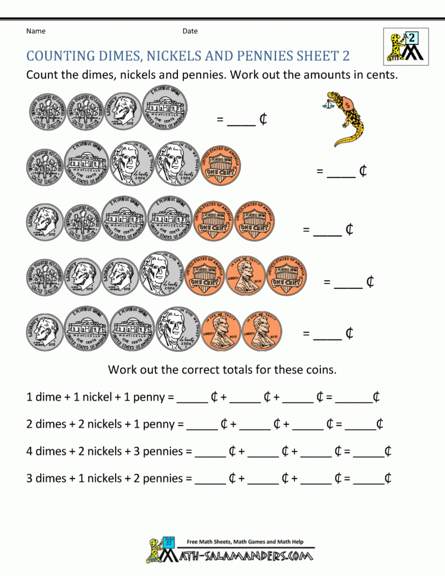 Money Worksheets for nd Grade