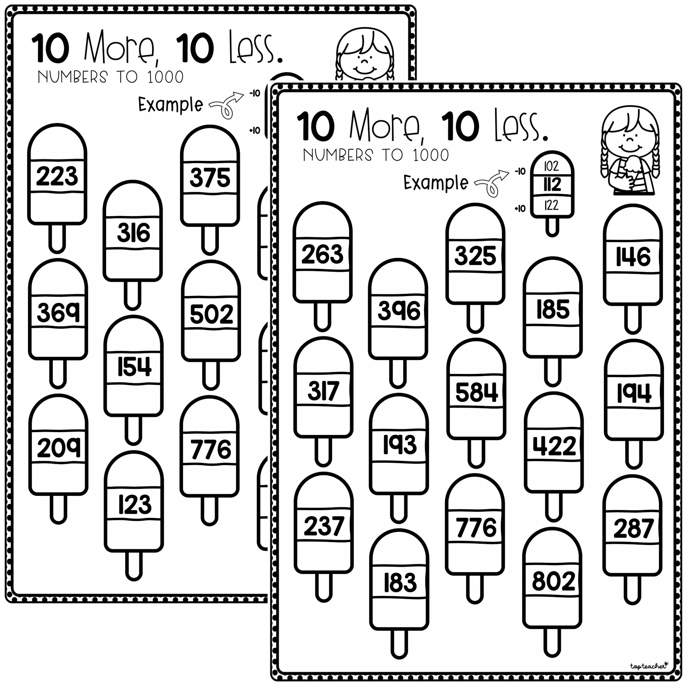 More,  Less Numbers to 00 - Top Teacher