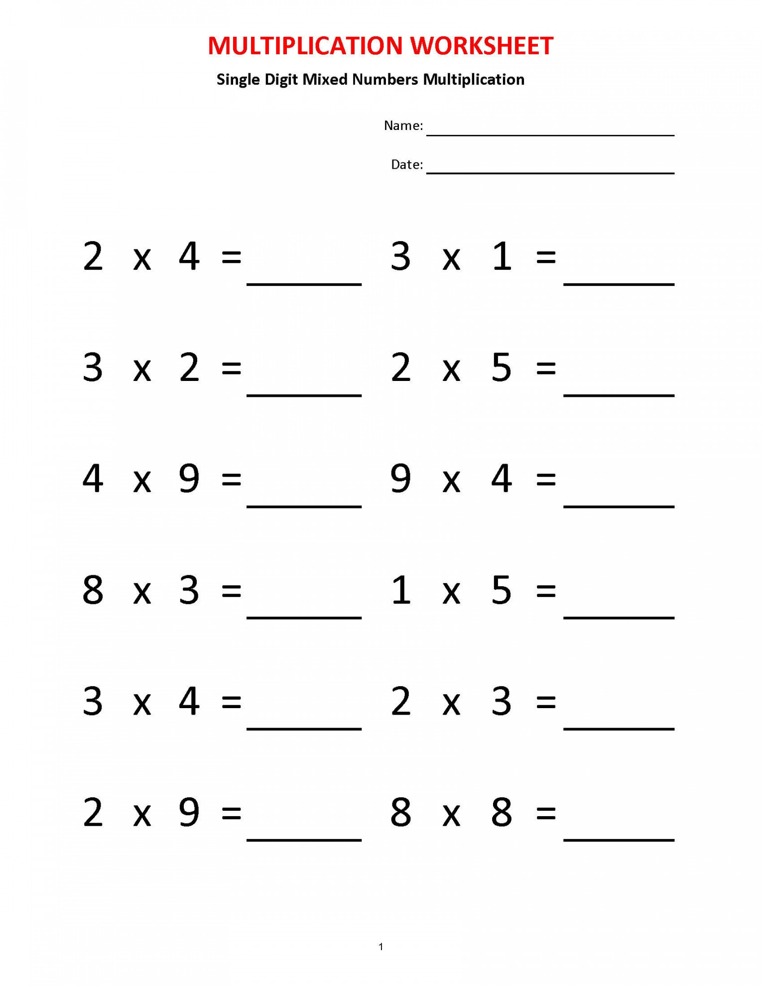 Multiplication Practice Sheets Printable worksheets - Etsy