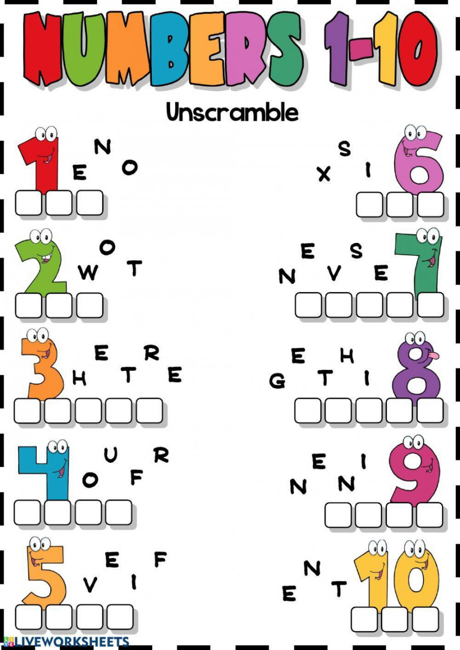 Numbers -0 (Unscramble) worksheet  Live Worksheets