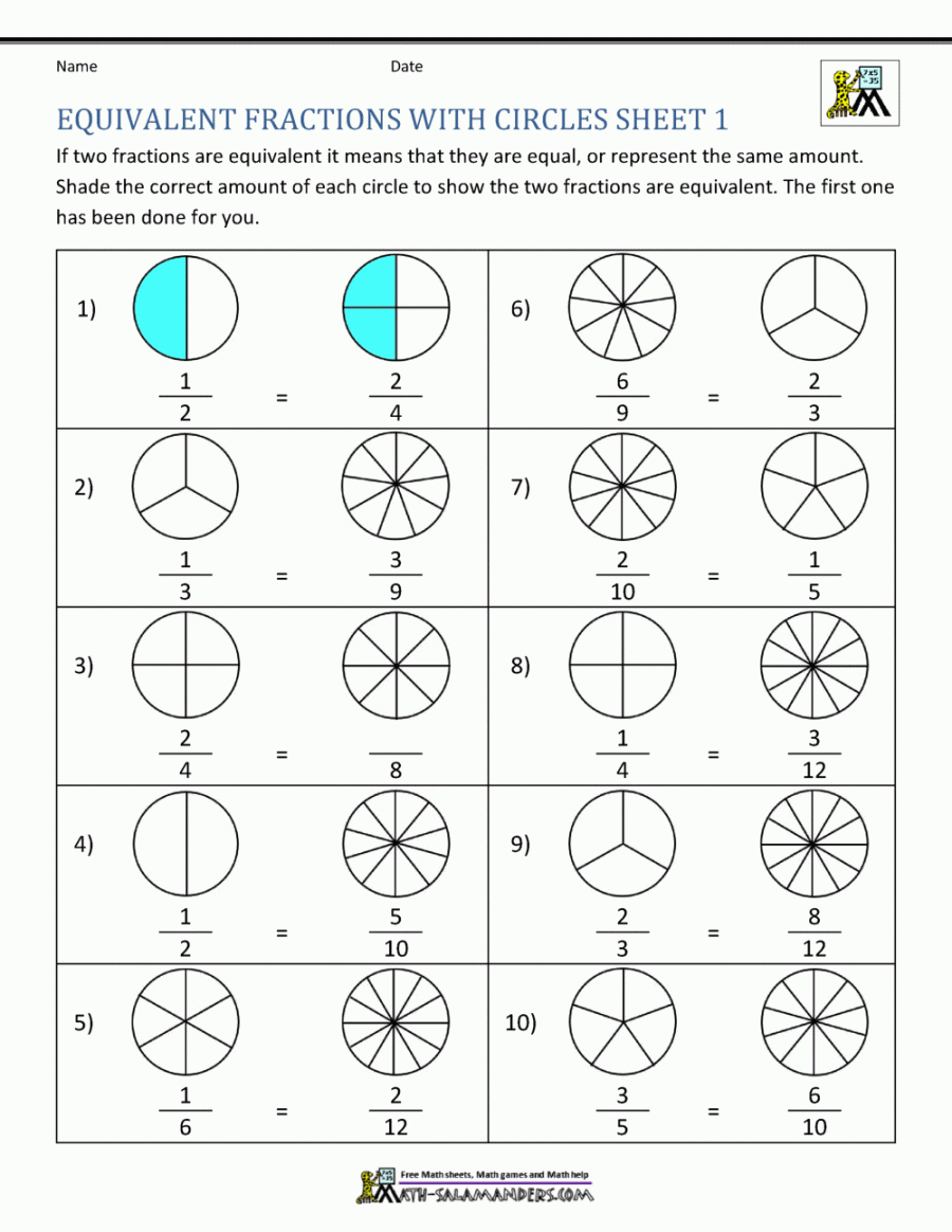 our Equivalent Fractions Worksheets page.