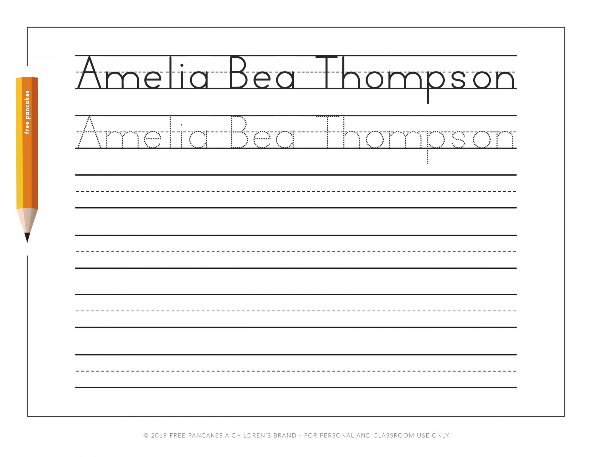 Personalized Name Tracing Worksheets (*not* an editable template) — Free  Pancakes A Children