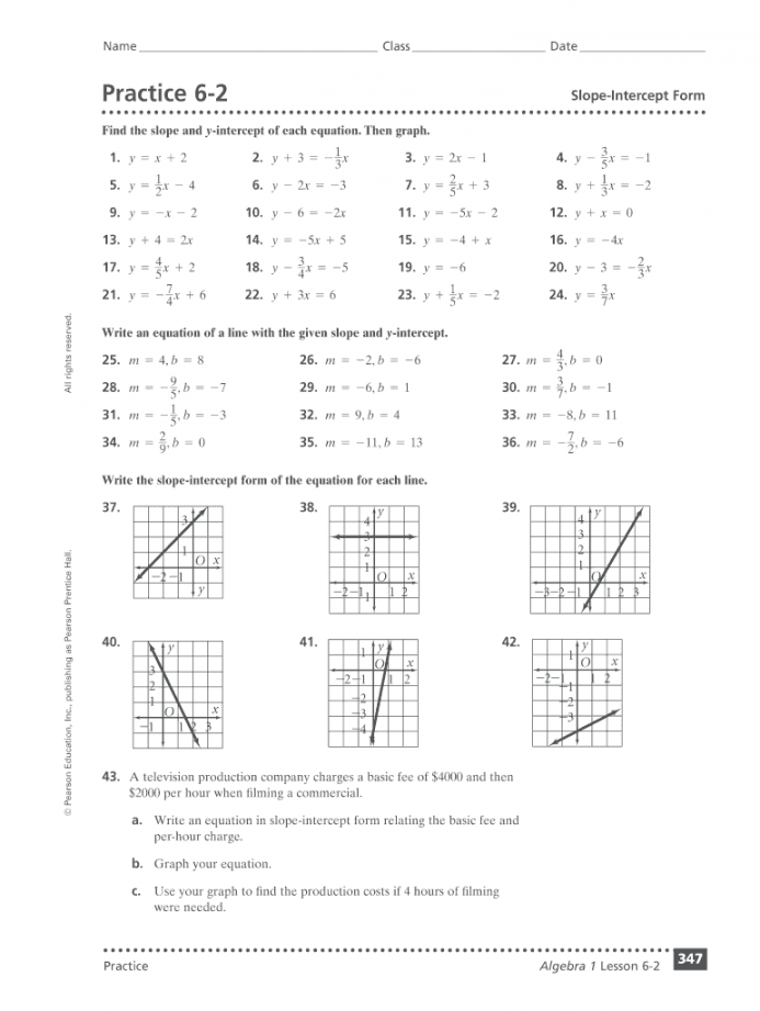 Practice   slope intercept form answers: Fill out & sign online