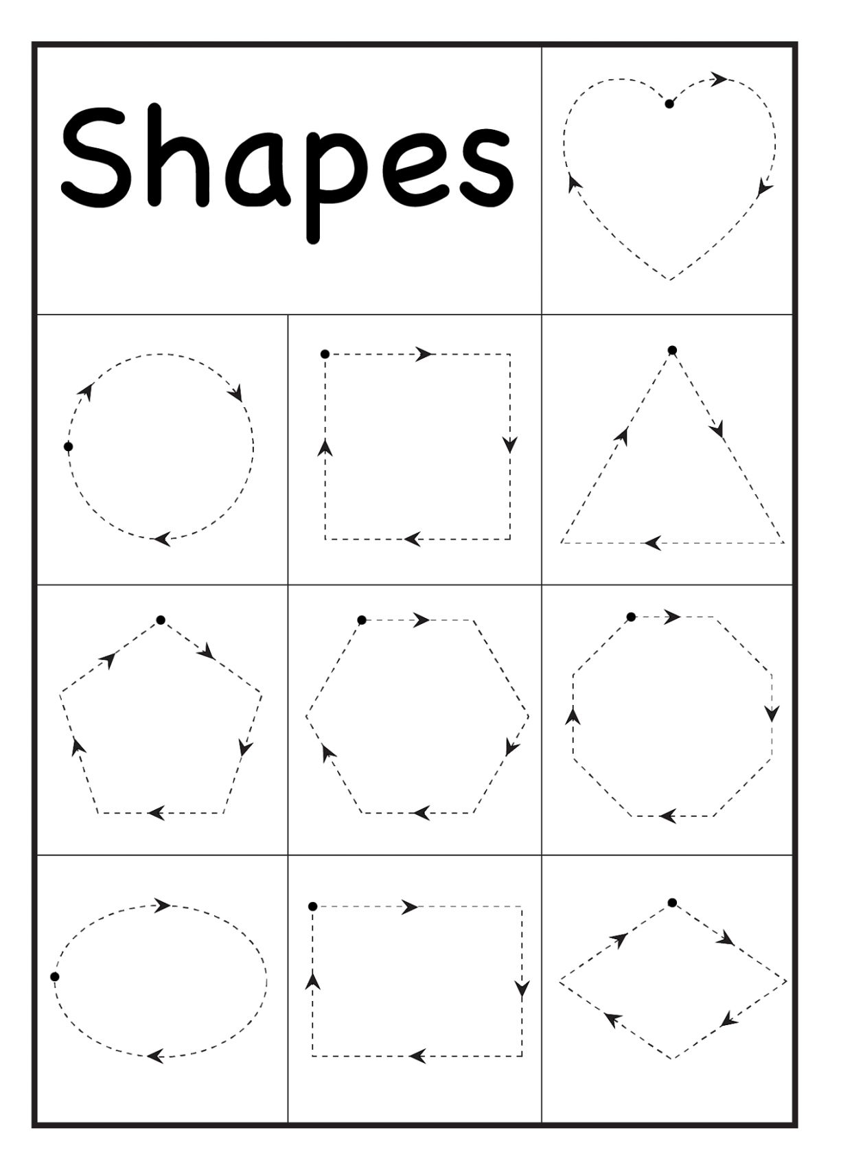 Preschool Worksheets - Draw Shapes  Printable preschool